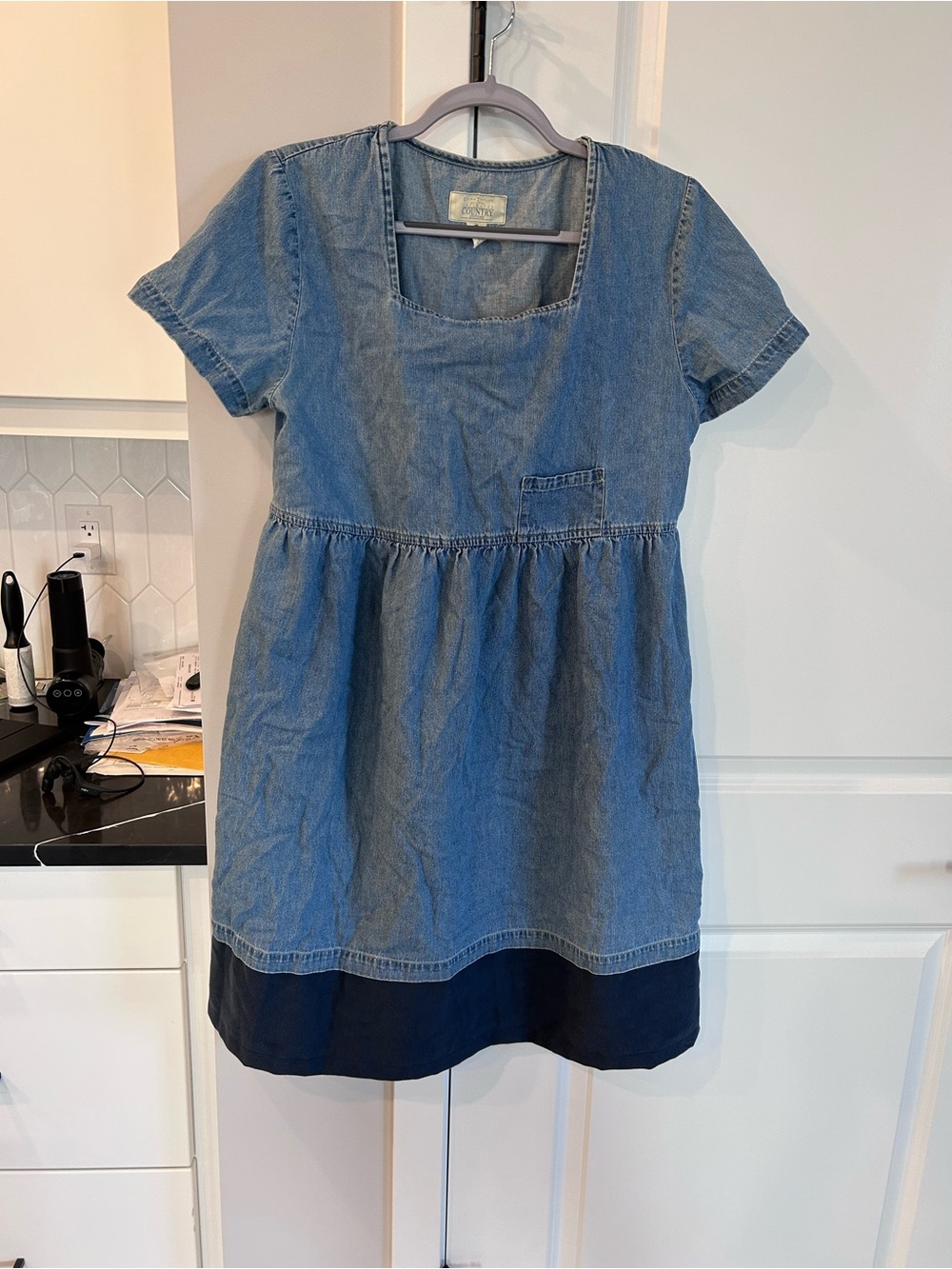Vintage Erika Taylor Intimates Country Cottons Denim Dress Cottagecore Western